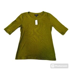 Army Green Scoop Neck Ribbed Tee Size M